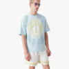T-shirt blu oversize a maniche corte con stampa Tie Dye e Cc Smile