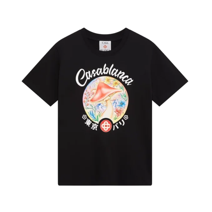 T-shirt con emblema a forma di fungo