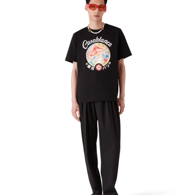 T-shirt con emblema a forma di fungo