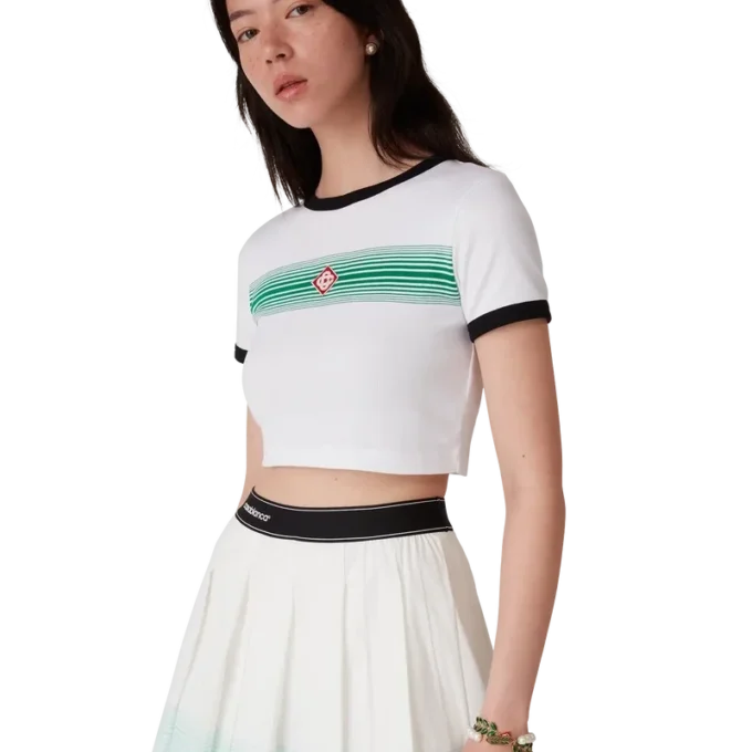 T-shirt con strisce sfumate