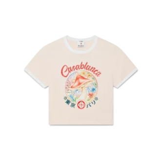 T-shirt corta con emblema a forma di fungo