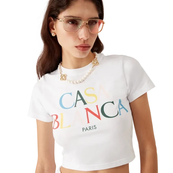 T-shirt corta con logo sovrapposto