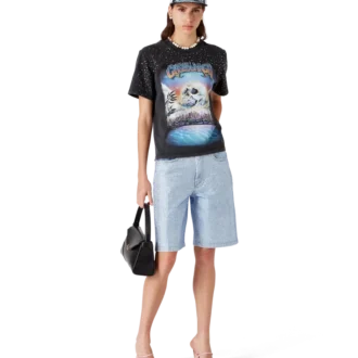 T-shirt La Pramonition con decorazioni in cristallo