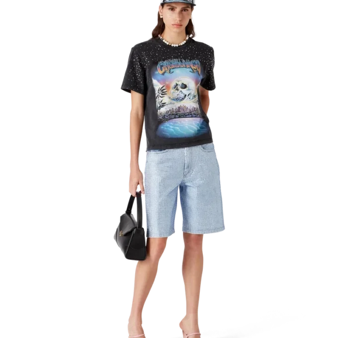 T-shirt La Pramonition con decorazioni in cristallo