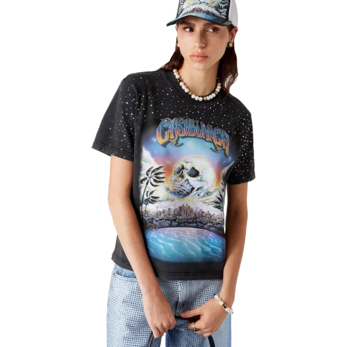 T-shirt La Pramonition con decorazioni in cristallo