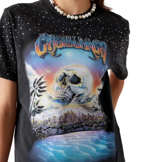 T-shirt La Pramonition con decorazioni in cristallo