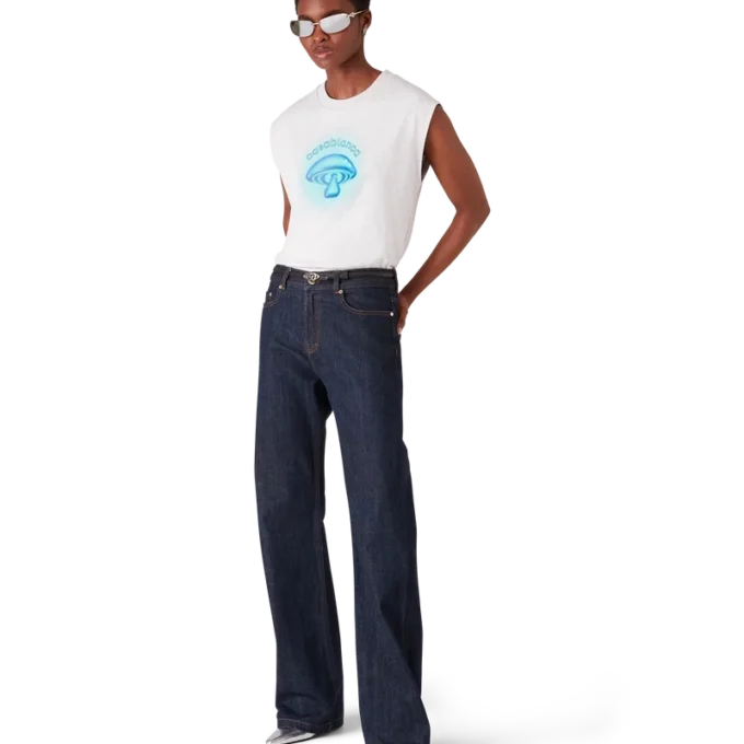 T-shirt senza maniche con fungo aerografato