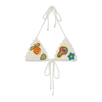 Top bikini all’uncinetto con motivi