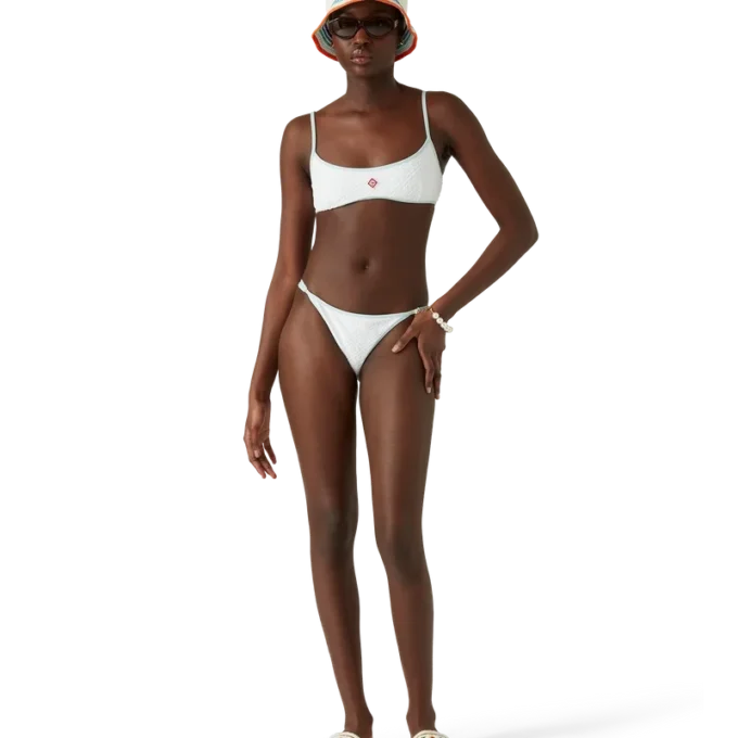 Top bikini con monogramma jacquard