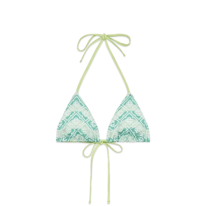 Top bikini con monogramma ondulato