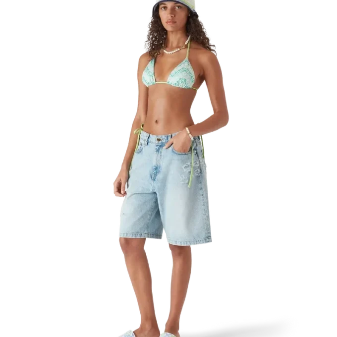 Top bikini con monogramma ondulato