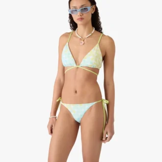 Top bikini con perline e lacci Optic Drop
