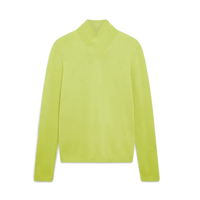 Top con collo a cappuccio in lana merino