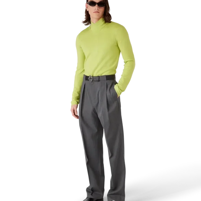 Top con collo a cappuccio in lana merino