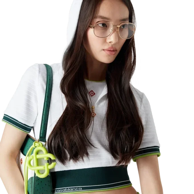 Top corto da tennis con cappuccio in velluto testurizzato