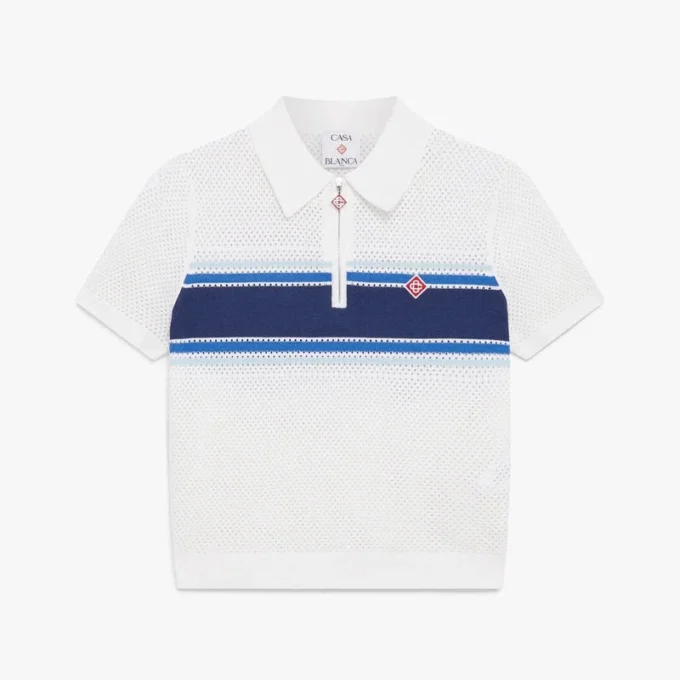 Top in maglia a righe bianche e blu