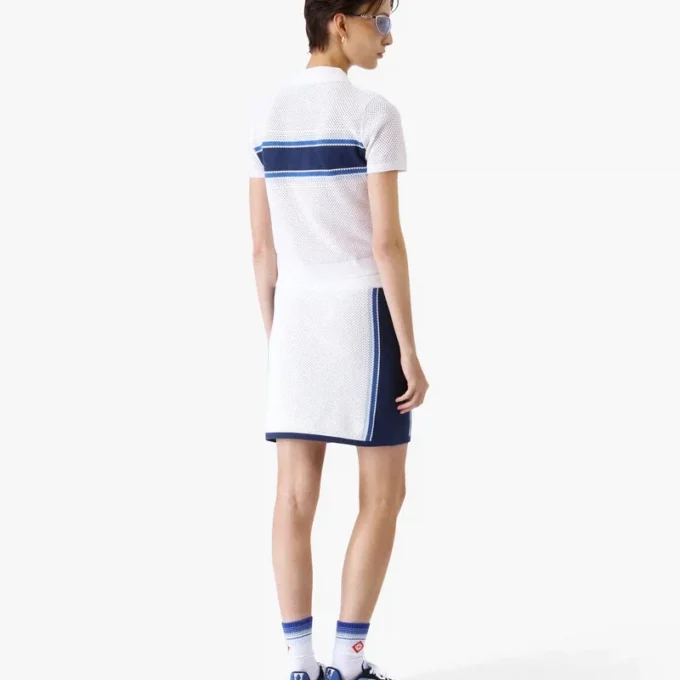 Top in maglia a righe bianche e blu