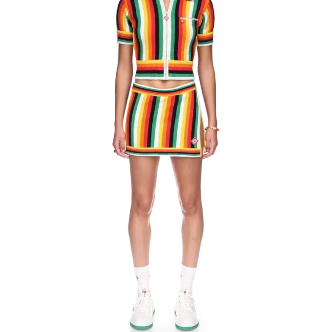 Top in spugna a righe