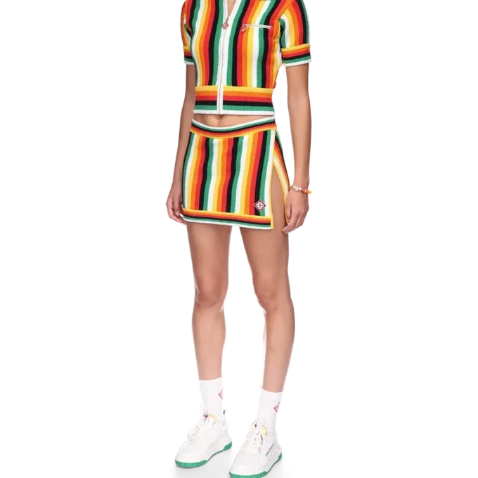 Top in spugna a righe