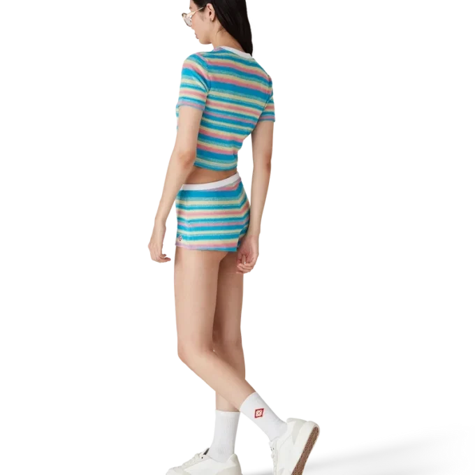 Top in spugna a righe