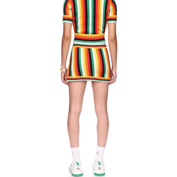 Top in spugna a righe