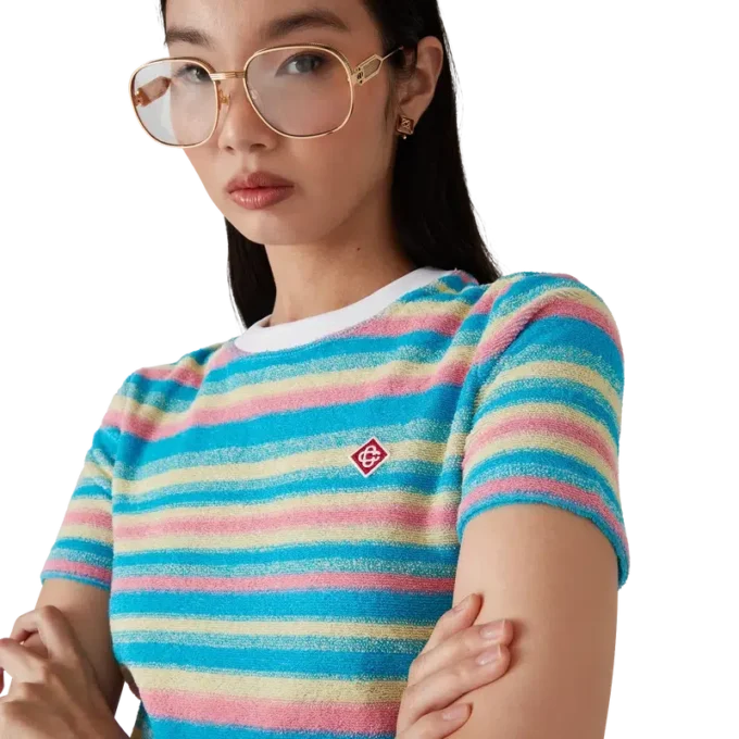 Top in spugna a righe