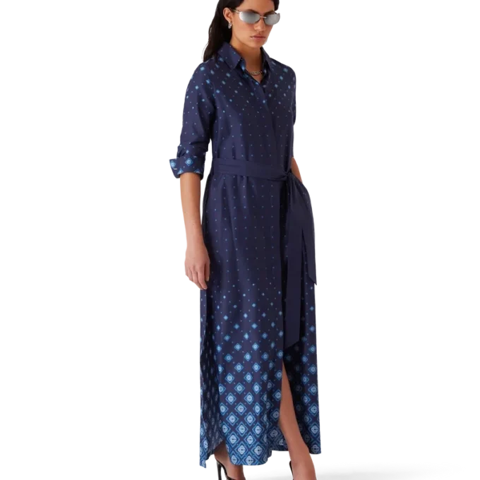 Vestito camicia in seta sfumato