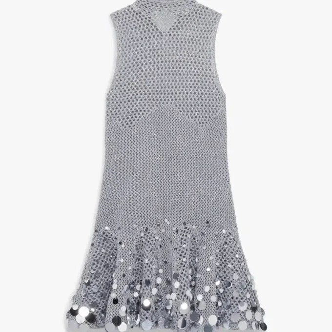 Vestito con specchio all’uncinetto argento