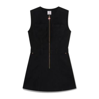 Vestito in denim con zip e monogramma