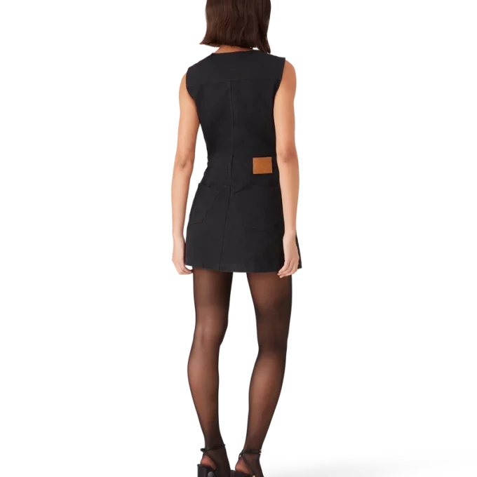 Vestito in denim con zip e monogramma