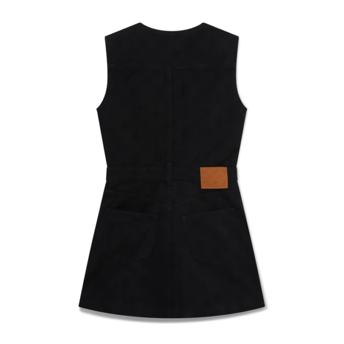 Vestito in denim con zip e monogramma