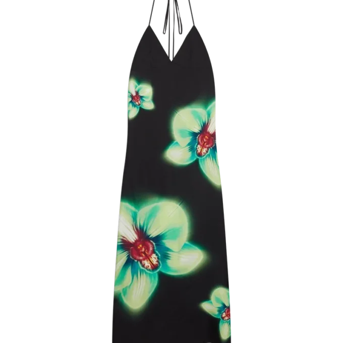 Vestito in seta Orchid Glitch