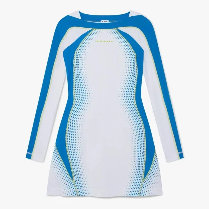 Vestito lungo da tennis elasticizzato bianco in mezzitoni