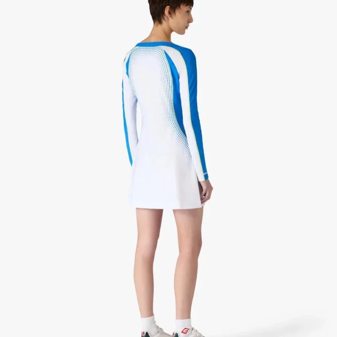 Vestito lungo da tennis elasticizzato bianco in mezzitoni