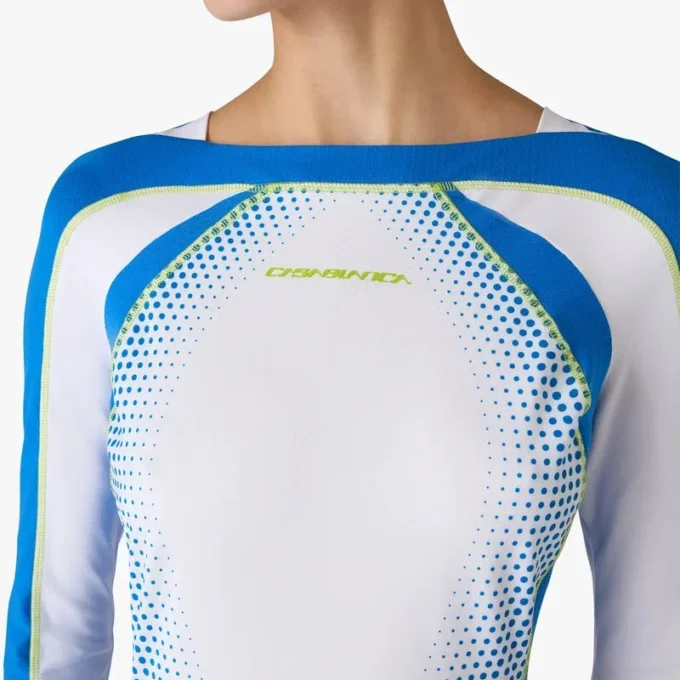 Vestito lungo da tennis elasticizzato bianco in mezzitoni