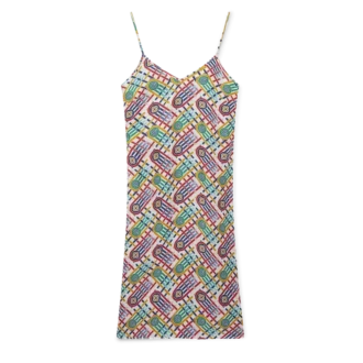 Vestito sottoveste in seta con stampa Monogram Tennis