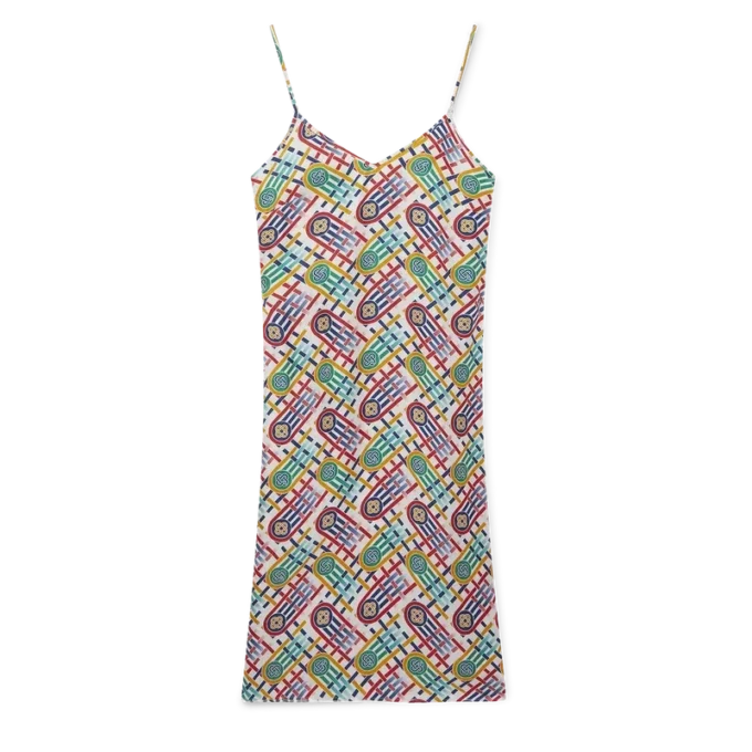 Vestito sottoveste in seta con stampa Monogram Tennis