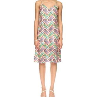 Vestito sottoveste in seta con stampa Monogram Tennis