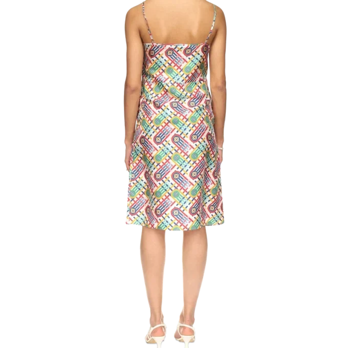 Vestito sottoveste in seta con stampa Monogram Tennis